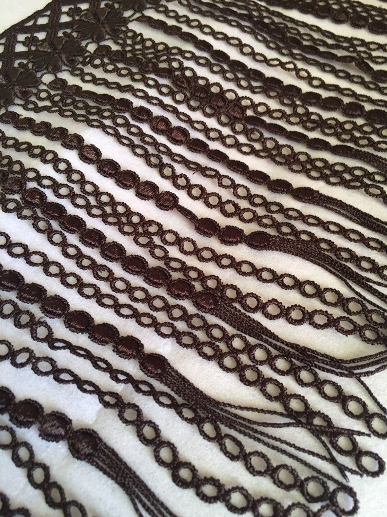 1yard DARK BROWN Fringe Quality Lace Trims 8 1/2inches or 21 1/2cm Drop/Wide Scrapbooking Cardmaking Wedding Dresses Sewing Craft Trimmings
