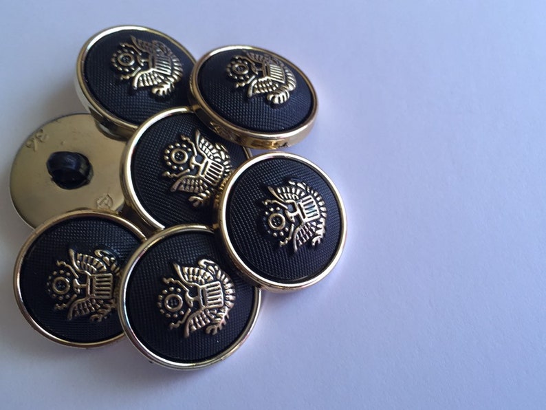 5 10 BLACK GOLD 23mm Wide Eagle Bird Shank Quality Buttons Army Military Royal Sewing Craft Coat Jacket