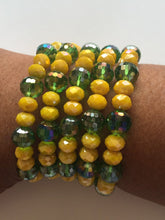 Load image into Gallery viewer, Wrist Wrap Around Beaded Bracelet Wristband Wire African Beads Spiral Bangle Charm Cuffs Green Yellow
