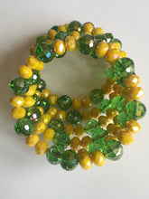 Load image into Gallery viewer, Wrist Wrap Around Beaded Bracelet Wristband Wire African Beads Spiral Bangle Charm Cuffs Green Yellow
