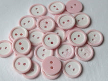 Load image into Gallery viewer, 10 20 40 BABY PINK WHITE Quality Buttons Shirt Sewing Craft 16mm wide
