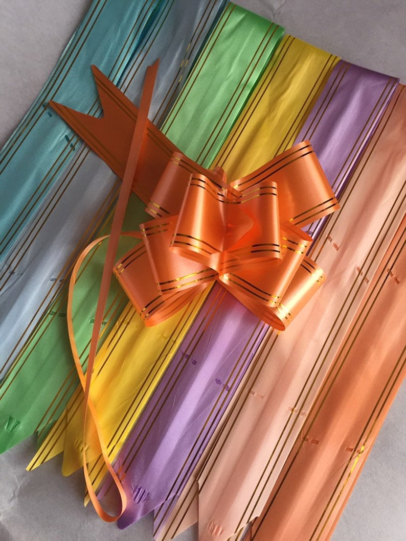 5 STRIPES PULL RIBBONS 71cm Long 46mm Wide Christmas Flower Gift Wrapping Wedding Birthday Party Different Colours