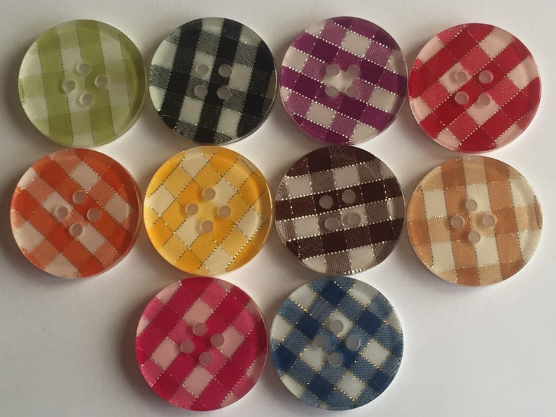 1pc CHECKED Buttons 31mm Wide Sewing Craft Jacket Shirt Skirt Trousers Coat Different Colours