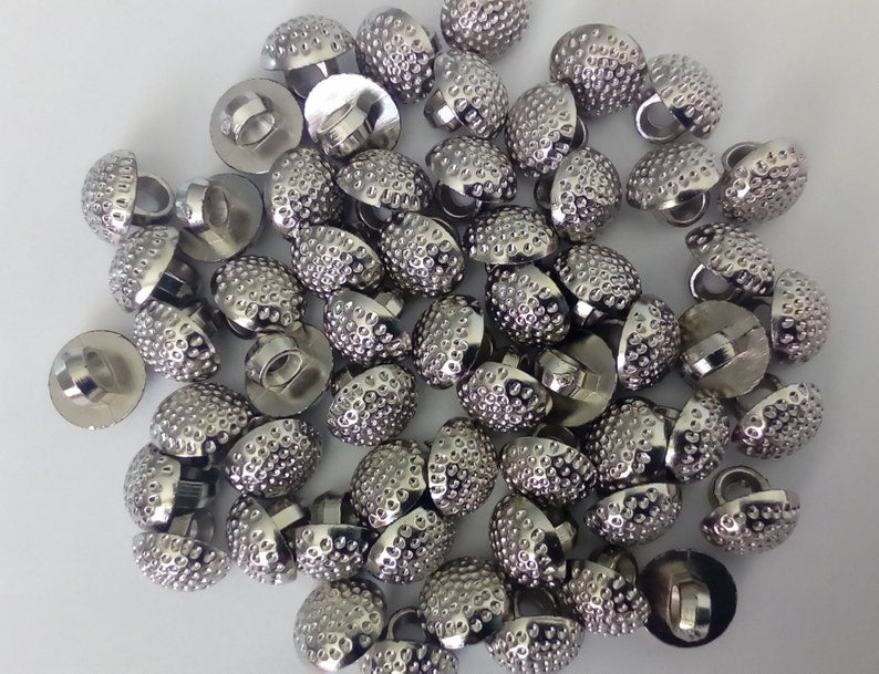 10 20 50 Silver Dots Shank Quality Buttons 10mm Wide Dresses Tops Coats Babies Blazers Shirt Sewing Craft
