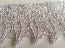 Load image into Gallery viewer, 1 yard WHITE LEAF Lace Trims 87mm Wide Embroidered Guipure Trimmings Cardmaking Wedding Home Decor Sewing Craft Projects
