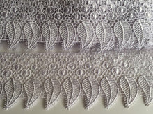 Load image into Gallery viewer, 1 yard WHITE LEAF Lace Trims 87mm Wide Embroidered Guipure Trimmings Cardmaking Wedding Home Decor Sewing Craft Projects

