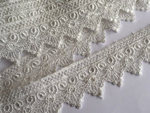 Load image into Gallery viewer, 1 yard IVORY Lace Trims 46mm Wide Embroidered Guipure Trimmings Cardmaking Wedding Home Decor Sewing Craft Projects
