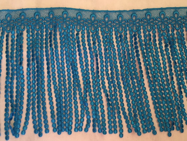 1yard BLUE GREEN Fringe Quality Lace Trims 9inches 23cm Drop/Wide Scrapbooking Cardmaking Wedding Dresses Sewing Craft Projects