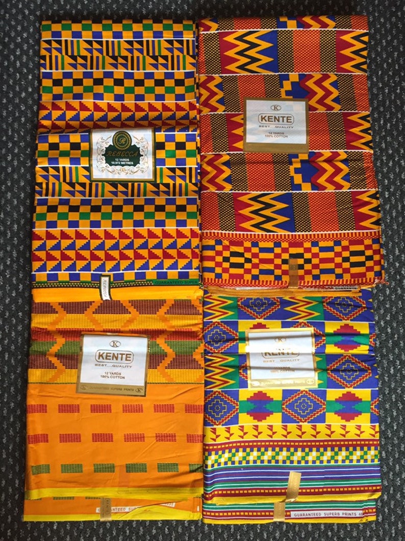 African Fabric 6 2024 Yards 100% Cotton Kente Print African Fabric High Quality