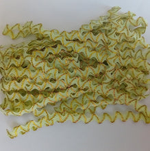 Load image into Gallery viewer, 1 yard LIME GREEN GOLD Glitter Shine Quality Ric Rac Trim 6mm Wide Many Colours Zig Zag Braid Ricrac Trimming Rick Rack
