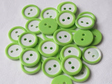 Load image into Gallery viewer, 10 20 40 LIME GREEN WHITE Quality Buttons Shirt Sewing Craft 16mm wide
