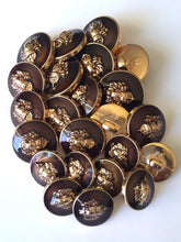 Load image into Gallery viewer, 5 10 GOLD DARK BROWN Lion King Shank 16mm 18mm 21mm Wide Quality Buttons Dresses Tops Coats Suits Jackets Blazers Shirt Sewing Craft
