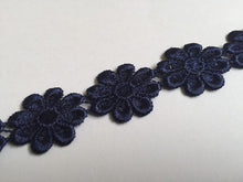 Load image into Gallery viewer, 1m NAVY Daisy Flower Lace Trims 24mm Wide Trimmings Scrapbooking Cardmaking Wedding Home Decor Sewing Craft Projects
