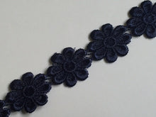Load image into Gallery viewer, 1m NAVY Daisy Flower Lace Trims 24mm Wide Trimmings Scrapbooking Cardmaking Wedding Home Decor Sewing Craft Projects
