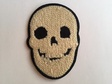 Load image into Gallery viewer, Cream Black SKULL 85mm x 60mm Sew-On Embroidered Patch Denim Biker Leather Jacket Coat Bags Rock And Roll
