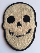 Load image into Gallery viewer, Cream Black SKULL 85mm x 60mm Sew-On Embroidered Patch Denim Biker Leather Jacket Coat Bags Rock And Roll
