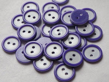 Load image into Gallery viewer, 10 20 40 PURPLE WHITE Quality Buttons Shirt Sewing Craft 16mm wide
