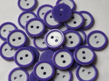 Load image into Gallery viewer, 10 20 40 PURPLE WHITE Quality Buttons Shirt Sewing Craft 16mm wide
