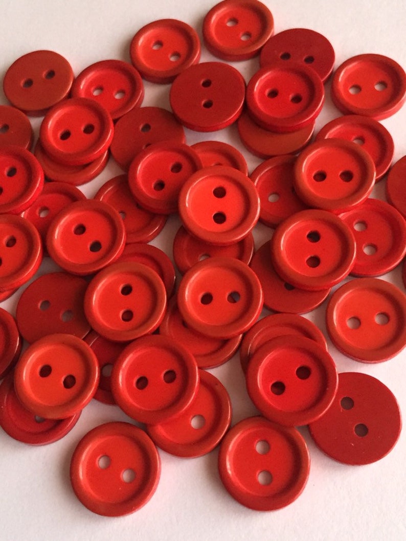 20 40 RED ORANGE Quality Buttons 11mm Wide Tops Shirt Blouses Jumper Cardigan Babies Knit Crochet Doll House Sewing Craft