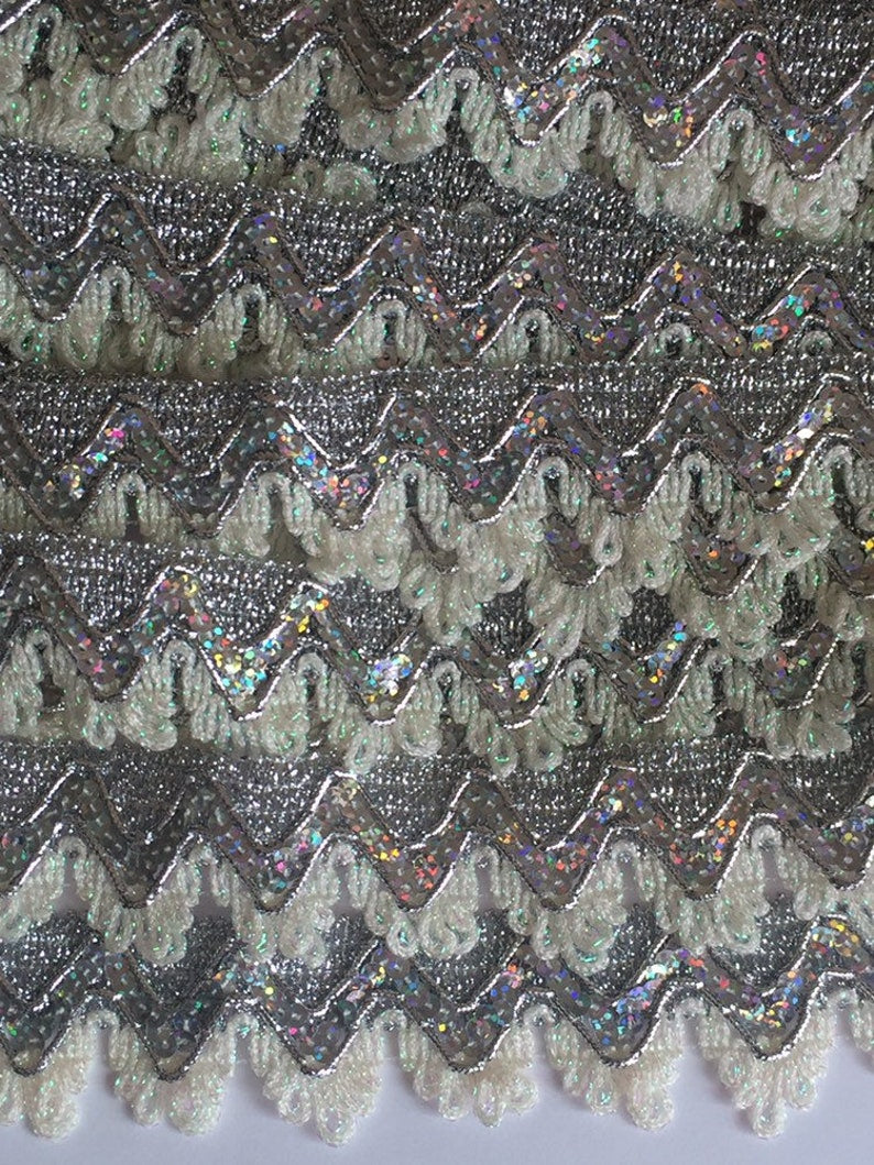 1 yard SILVER SEQUIN Trims 38mm Metallic Braid Fringe Trimmings Sequins Scrapbooking Cardmaking Wedding Home Decor Sewing Craft Project