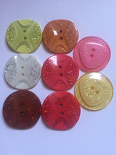 Load image into Gallery viewer, 3 4 SHINE GLITTER BLING Buttons 31mm Wide Sparkle Glitters Sewing Craft Jacket Shirt Skirt Different Colours 2 Holes
