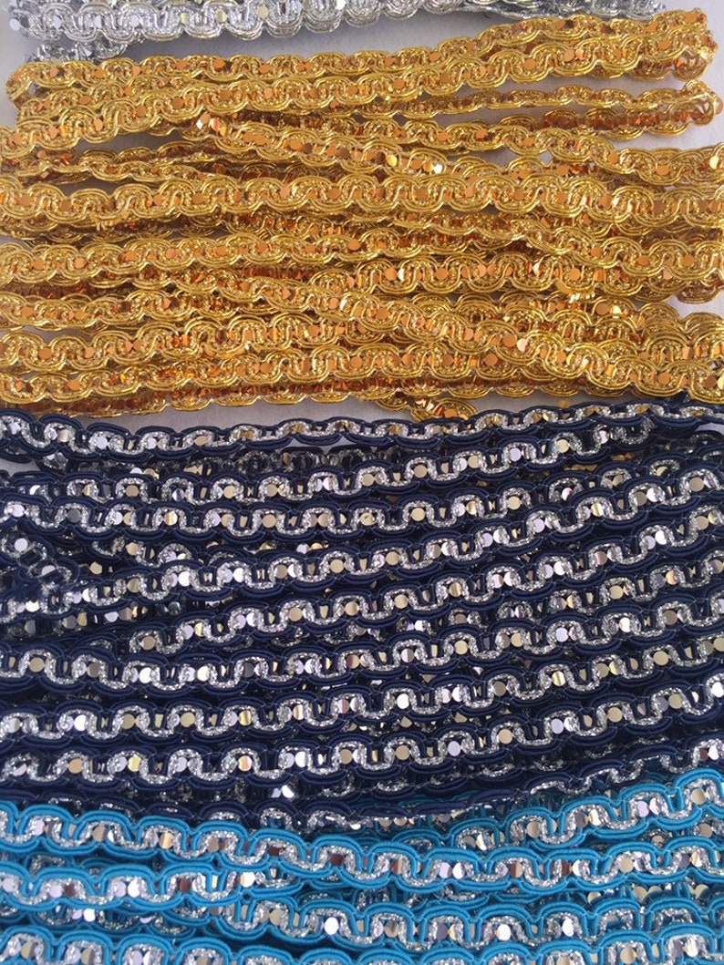 4 yards+ SEQUIN SILVER Metallic Shine Quality 7mm Different Colours Trims Beautiful Trimmings