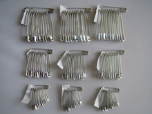 Load image into Gallery viewer, 50 100 200 SILVER Safety Pins Large Medium Small 28mm-58mm Long For daily use
