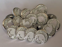 Load image into Gallery viewer, 10 20 Half Moon SILVER WHITE 15mm 21mm Wide Shank Quality Buttons Dresses Tops Coats Babies Blazers Shirt Sewing Craft
