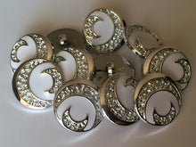 Load image into Gallery viewer, 10 20 Half Moon SILVER WHITE 15mm 21mm Wide Shank Quality Buttons Dresses Tops Coats Babies Blazers Shirt Sewing Craft
