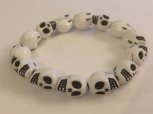 Load image into Gallery viewer, WHITE SKULL HEADS Beaded Bracelet Wristband African Elasticated Beads Bangle Charm Cuffs
