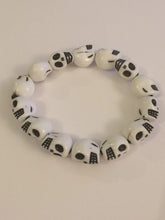 Load image into Gallery viewer, WHITE SKULL HEADS Beaded Bracelet Wristband African Elasticated Beads Bangle Charm Cuffs
