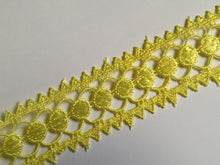Load image into Gallery viewer, 1m YELLOW Lace Trims 38mm Wide Embroidered Guipure Trimmings Scrapbooking Cardmaking Wedding Home Decor Sewing Craft Projects
