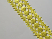 Load image into Gallery viewer, 1m YELLOW Lace Trims 38mm Wide Embroidered Guipure Trimmings Scrapbooking Cardmaking Wedding Home Decor Sewing Craft Projects
