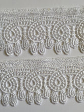 Load image into Gallery viewer, 1 yard WHITE #4 Lace Trims 52mm Wide Embroidered Guipure Trimmings Cardmaking Wedding Home Decor Sewing Craft Projects
