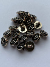 Load image into Gallery viewer, 10 Medieval Cross Flower Black Shank Bronze Light Yellow Gold Quality Buttons 12mm Wide Dresses Tops Coats Babies Blazers Shirt Sewing Craft

