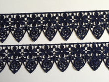 Load image into Gallery viewer, 1 yard NAVY Lace Trims 49mm Wide Embroidered Guipure Trimmings Cardmaking Wedding Home Decor Sewing Craft Projects
