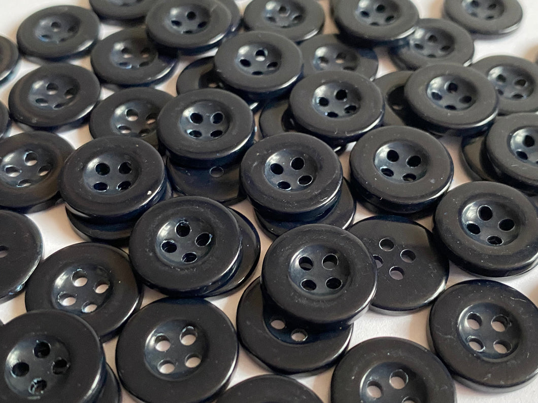 20 BLACK Buttons Shirt Sewing Craft 16mm Wide More Colours In The Shop