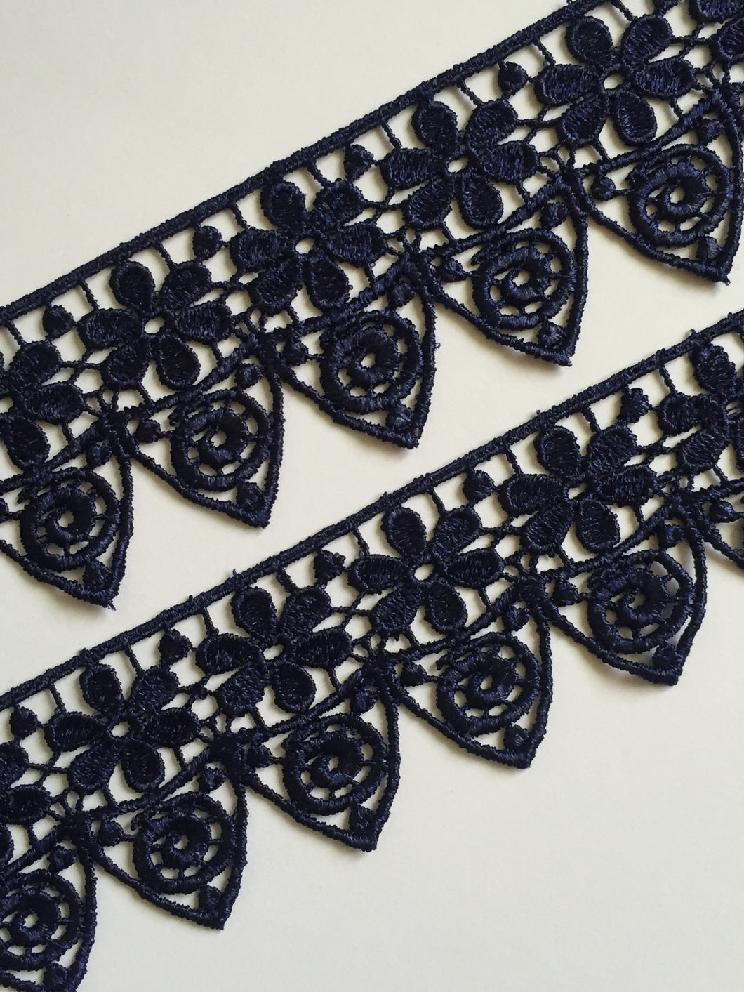 1 yard NAVY Lace Trims 49mm Wide Embroidered Guipure Trimmings Cardmaking Wedding Home Decor Sewing Craft Projects