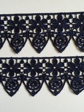 Load image into Gallery viewer, 1 yard NAVY Lace Trims 49mm Wide Embroidered Guipure Trimmings Cardmaking Wedding Home Decor Sewing Craft Projects
