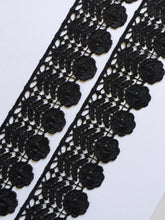 Load image into Gallery viewer, 1 yard BLACK Lace Trims 49mm Wide Embroidered Guipure Trimmings Cardmaking Wedding Home Decor Sewing Craft Projects
