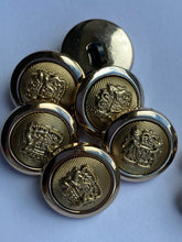 Load image into Gallery viewer, 5 Gold 15mm 21mm Wide Coat Of Arms Shank Quality Buttons Army Military Sewing Craft Coat Jacket
