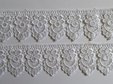 Load image into Gallery viewer, 1 yard WHITE #2 Lace Trims 52mm Wide Embroidered Guipure Trimmings Cardmaking Wedding Home Decor Sewing Craft Projects
