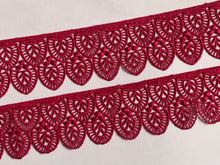 Load image into Gallery viewer, 1 yard DEEP PINK Lace Trims 49mm Wide Embroidered Guipure Trimmings Cardmaking Wedding Home Decor Sewing Craft Projects
