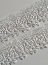 Load image into Gallery viewer, 1 yard WHITE #4 Lace Trims 52mm Wide Embroidered Guipure Trimmings Cardmaking Wedding Home Decor Sewing Craft Projects
