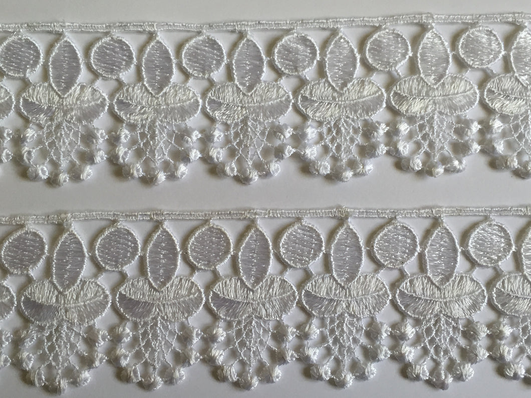 1 yard WHITE #3 Lace Trims 52mm Wide Embroidered Guipure Trimmings Cardmaking Wedding Home Decor Sewing Craft Projects