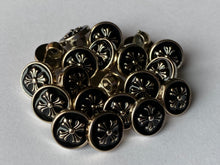 Load image into Gallery viewer, 10 Medieval Cross Flower Black Shank Bronze Light Yellow Gold Quality Buttons 12mm Wide Dresses Tops Coats Babies Blazers Shirt Sewing Craft
