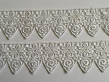 Load image into Gallery viewer, 1 yard WHITE #1 Lace Trims 50mm Wide Embroidered Guipure Trimmings Cardmaking Wedding Home Decor Sewing Craft Projects
