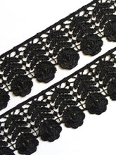 Load image into Gallery viewer, 1 yard BLACK Lace Trims 49mm Wide Embroidered Guipure Trimmings Cardmaking Wedding Home Decor Sewing Craft Projects
