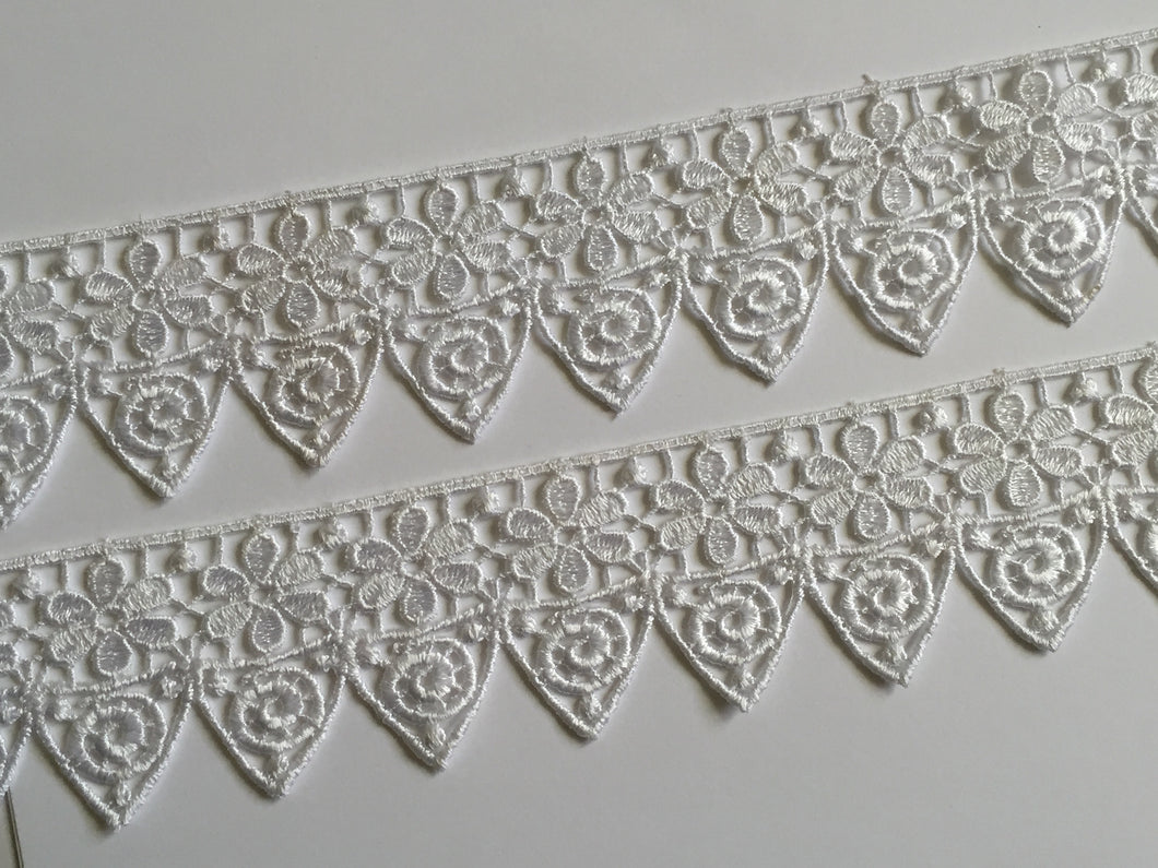 1 yard WHITE #1 Lace Trims 50mm Wide Embroidered Guipure Trimmings Cardmaking Wedding Home Decor Sewing Craft Projects