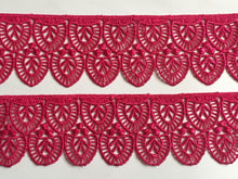 Load image into Gallery viewer, 1 yard DEEP PINK Lace Trims 49mm Wide Embroidered Guipure Trimmings Cardmaking Wedding Home Decor Sewing Craft Projects
